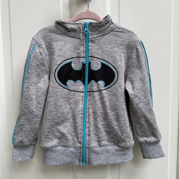 Batman 3T Girls Gray & Blue Superhero Zip Up Athletic Jacket - Picture 1 of 7